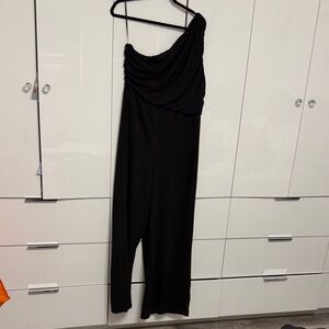 One Shoulder Black Jumpsuit Elegant Evening Outfit